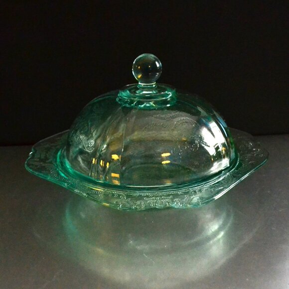 Vintage Indiana Glass Covered Dish Federal Glass Rep Madrid Pattern Serveware - Picture 1 of 8